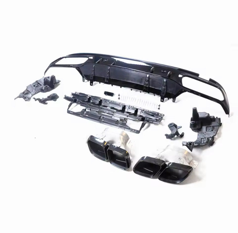 C63 Style Rear Bumper Diffuser For MB C-class W205 AMG Saloon 4D 15-21