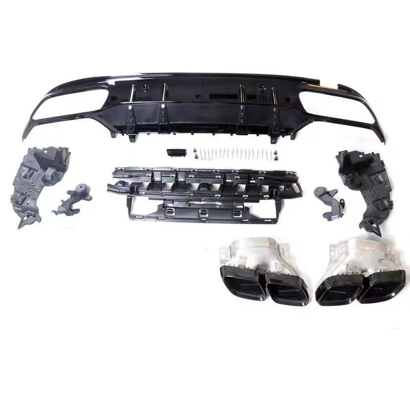 C63 Style Rear Bumper Diffuser For MB C-class W205 AMG Saloon 4D 15-21
