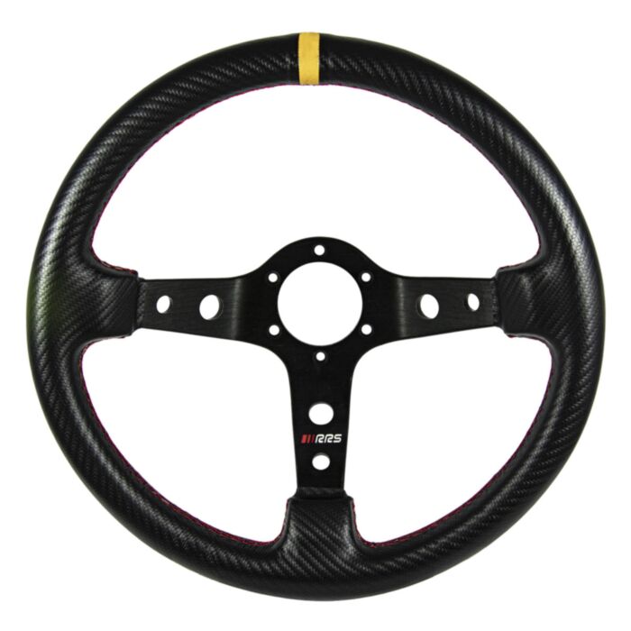 RRS Carbon Look Steering Wheel 37x29 - 350mm - 90mm - Yellow